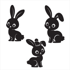 set of vector different type of bunny silhouettes