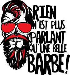 Tête de mort à moustache et barbe hipster skull moustachu et crane barbu lunette de soleil slogan citation