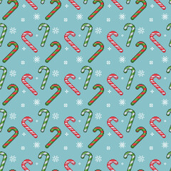 Christmas candies seamless pattern. Pixel art peppermint candy cane background.