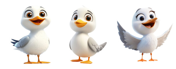 Fototapeta premium Charming Cartoon Duck Characters with Transparent Background