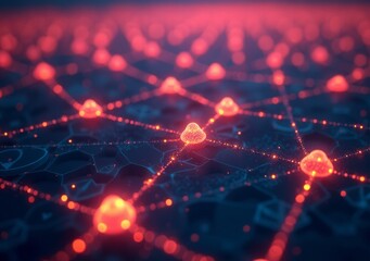 Visual representation of interconnected nodes in a digital network with glowing elements