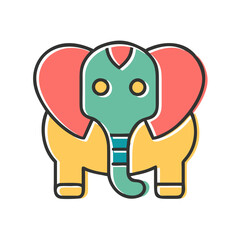 Obraz premium Good icon. Colorful elephant illustration, cheerful mood, playful design, cartoon style, friendly character, copy space