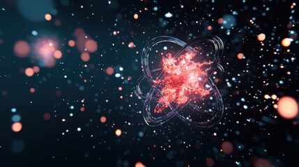 Abstract Representation of Energy in Cosmic Space with Colorful Particles and Light Effects