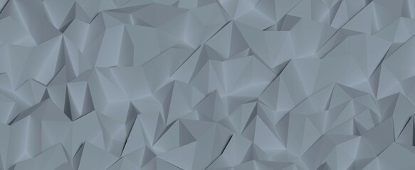 Polygonal paper crystalline background. Geometric 3d render mesh mosaic with white and silver tint. Triangular digital textures stacked in creative formations with futuristic interior