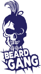 Tête de mort à barbe hipster skull et crane barbu slogan