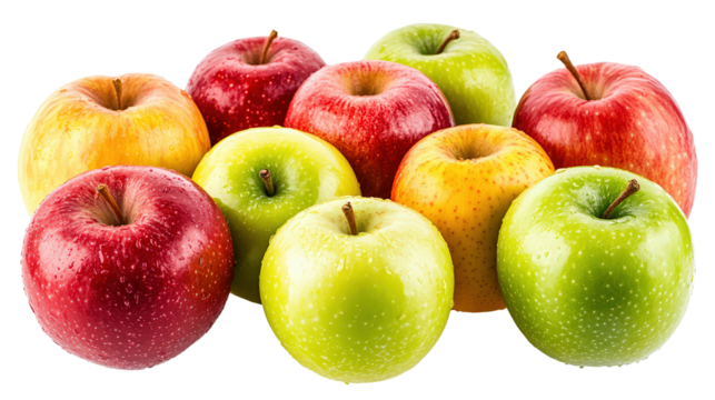 colorful apples isolated on white background.
