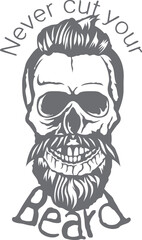 Tête de mort à moustache et barbe hipster skull moustachu et crane barbu