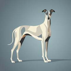 Obraz premium Elegant and Graceful Greyhound Dog Standing Proudly Against a Subtle Background, Illustrating the Unique Features and Sleek Silhouette of This Beloved Breed