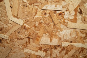 OSB boards consist of brown wood chips smoothed into a wooden base Aerial perspective of the seamless OSB veneer background