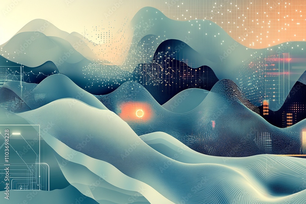 Poster Minimalistic vector background with soft gradients and abstract shapes, perfect for text overlay and versatile design use