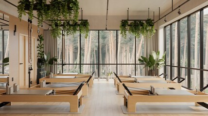 Fototapeta premium Modern Fitness Center in Nature Setting.