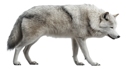 PNG Side view of a grey wolf on a white background