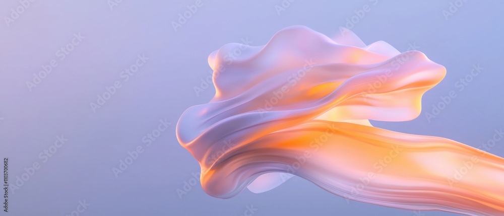 Poster abstract digital art piece that appears to be floating in the air. the background is a gradient of l
