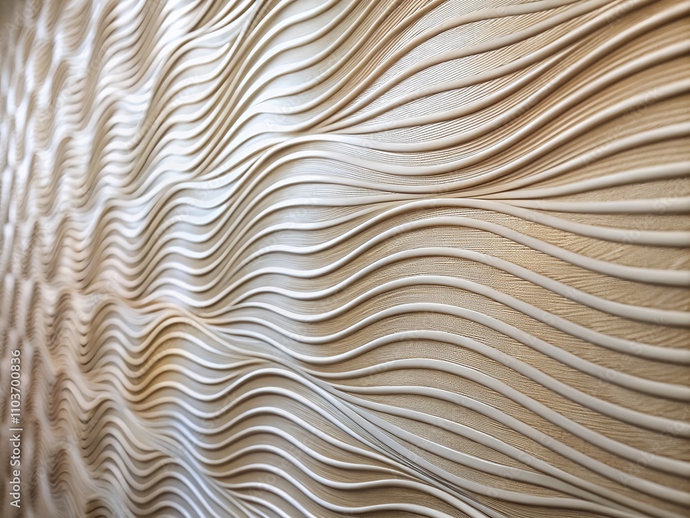 Poster minimalistic wavy line pattern wallpaper design featuring soft colors and a high depth of field effe