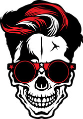 Tête de mort hipster skull et crane lunette de soleil ronde
 