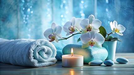 Spa Salon Light Blue Wellness Center Still Life - Relaxing Beauty Treatment