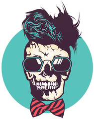Tête de mort  hipster skull et crane lunette de soleil