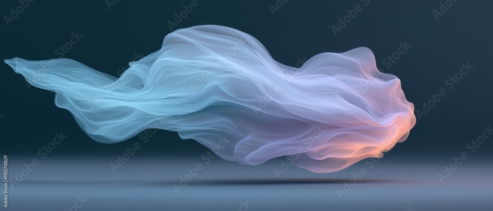 Poster abstract digital art piece that appears to be a wave-like shape. the wave is made up of multiple lay