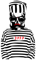 Tête de mort à moustache hipster skull moustachu et crane  3777 prisonnier