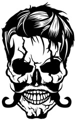 Tête de mort à moustache hipster skull moustachu et crane 