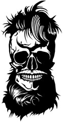 Tête de mort à moustache et barbe hipster skull moustachu et crane barbu
