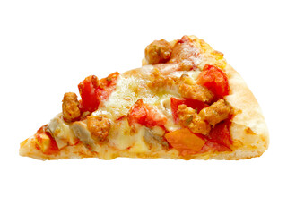 A piece of pizza isolated on white background