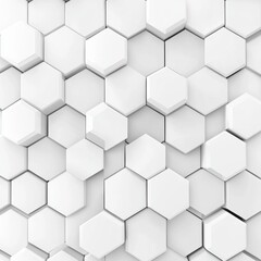 An abstract composition of white hexagonal tiles creating a modern, clean aesthetic.