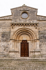Romanesque portal of the western wall, Pre-Romanesque temple of Santa María de Wamba, 10th century, Montes Torozos region, Valladolid, Castile and Leon, Spain