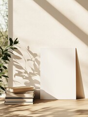 Showcasing a Realistic Poster Mockup Leaning Against a Surface in a Bright Room Modern Home Office Minimalist Design