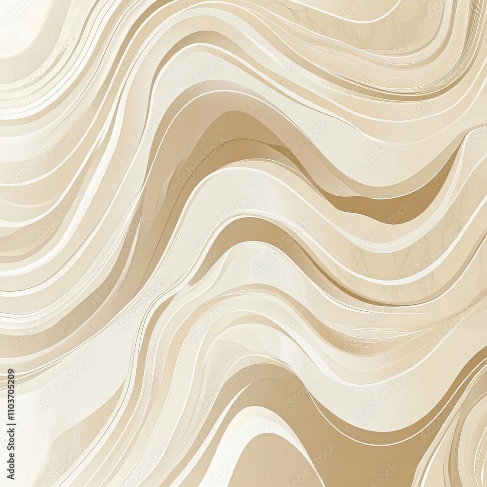 Poster elegant abstract beige waves creating a serene and harmonious background.