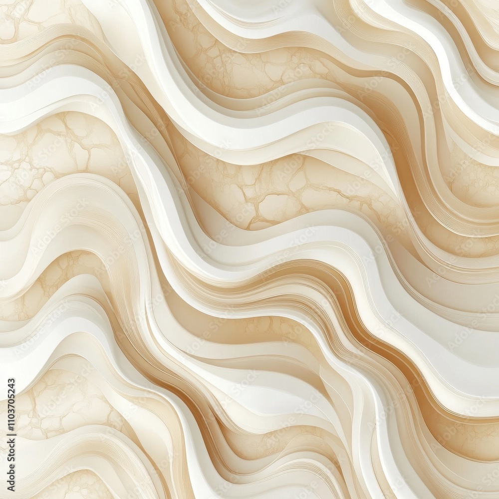 Poster stylish abstract waves in soft beige tones create an elegant and soothing visual effect.