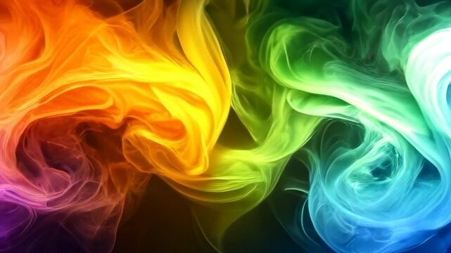 colorful swirling smoke in rainbow hues dynamic abstract vapor design vibrant tones smooth 4k video motion footage