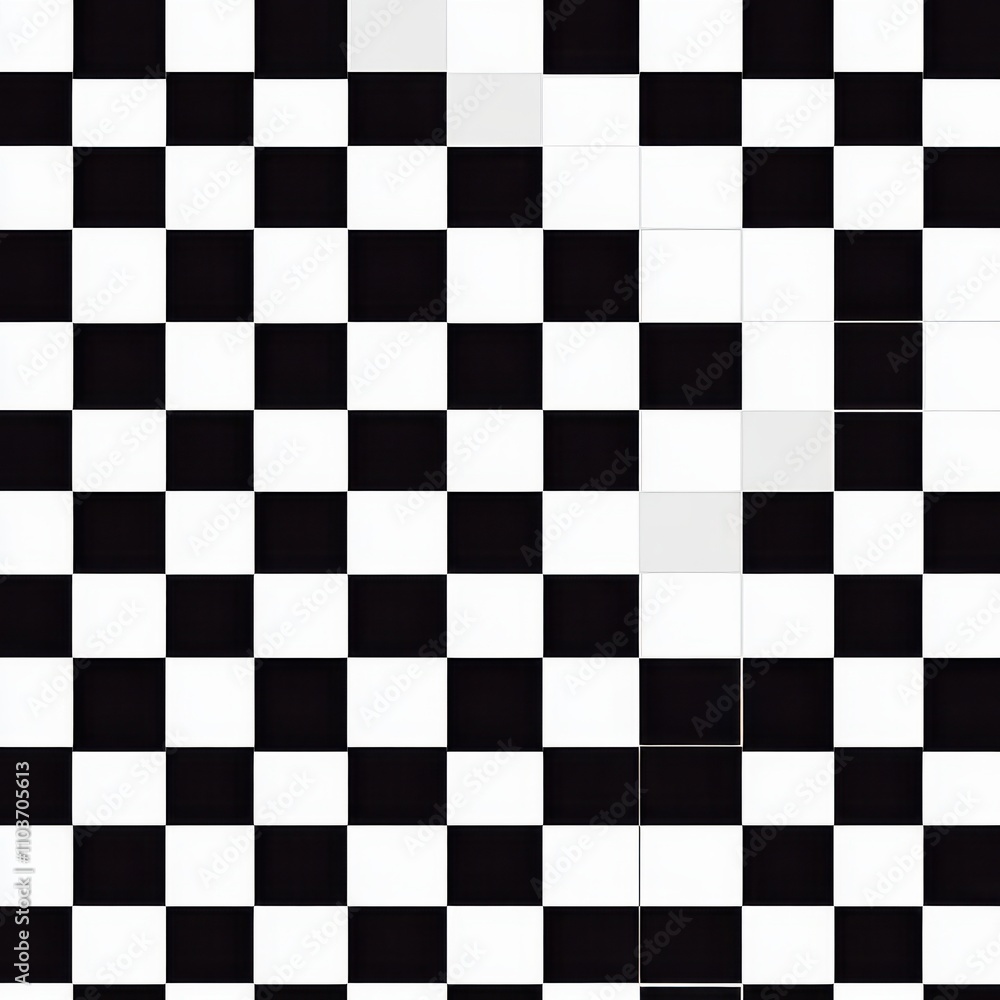Poster a close-up of a black and white checkerboard pattern, showcasing a modern and dynamic design.