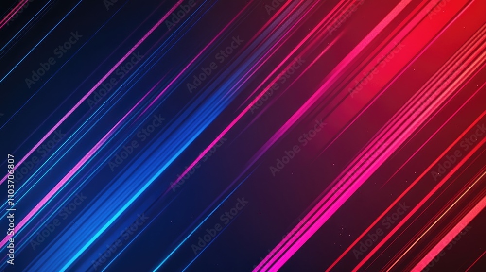 Poster vibrant fluorescent lines in striking red and blue creating a dynamic, modern pattern against a dark