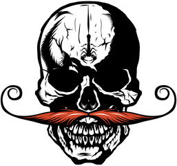 Tête de mort à moustache hipster skull moustachu et crane tatouage scorpion