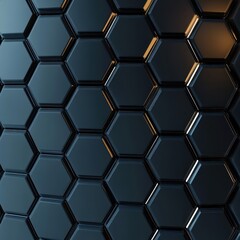 Close-up of a modern black hexagonal tile pattern with glossy and matte finishes, creating a striking visual effect.