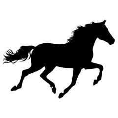 Obraz premium Running horse silhouette vector icon.