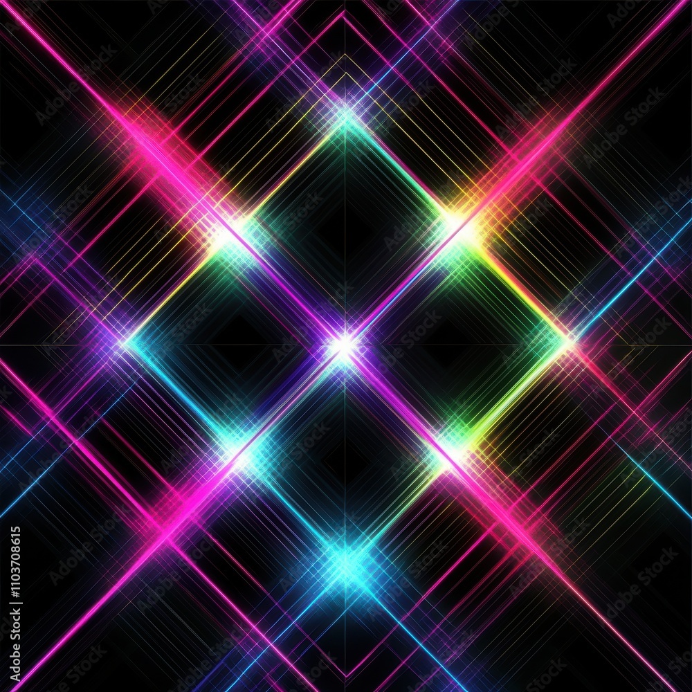 Aufkleber a vibrant abstract design featuring colorful intersecting lines on a dark background, creating a dyn