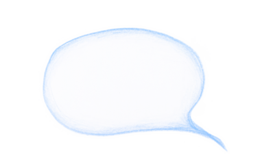 Hand drawn speech bubble colored pencil on transparent background.	
