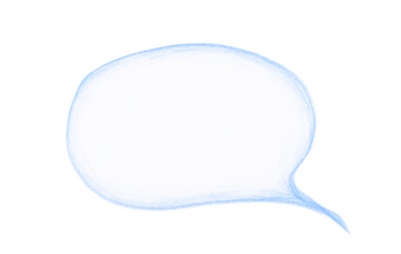 Hand drawn speech bubble colored pencil on transparent background.	