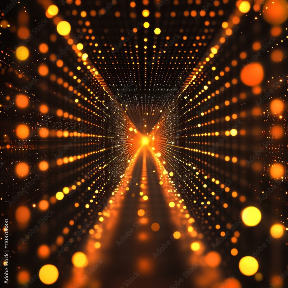 Aufkleber a stunning abstract representation of golden light particles creating a sense of depth and movement.