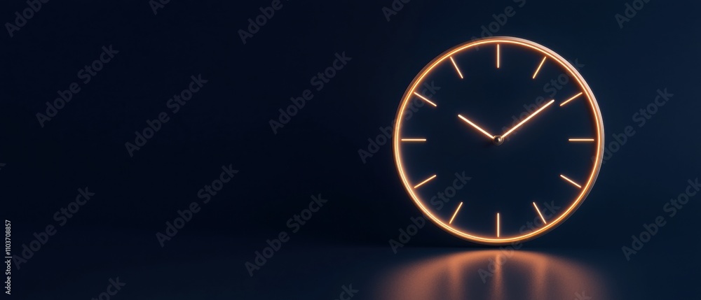 Aufkleber digital clock with a dark blue background. the clock face is round and has a white hour hand and min