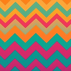 Colorful chevron pattern with vibrant orange, pink, and teal hues creating a lively and dynamic visual appeal.