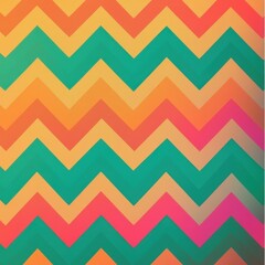 A vibrant chevron pattern with warm tones of peach, pink, and turquoise, creating a lively and modern design.
