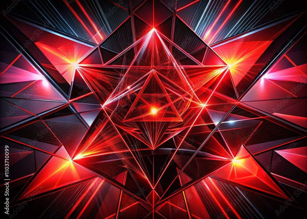 Poster modern abstract background with black and red lines and triangles for creative design projects and d