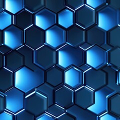 Close-up of a sleek blue hexagonal pattern, creating a modern and futuristic texture.