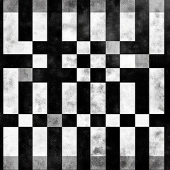 Obraz premium Abstract black and white pattern showcasing a unique geometric design in various rectangular shapes.
