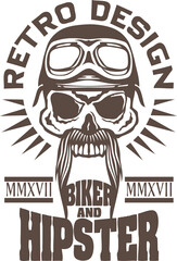 Tête de mort à moustache hipster skull moustachu et crane lunette de moto casque biker