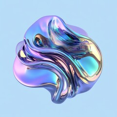 A vibrant abstract sculpture seamlessly blending colors, resembling fluid forms in shades of blue and pastel iridescence.