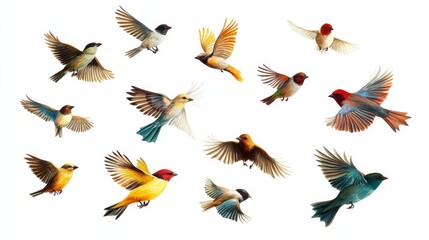 Obraz premium Stunning Watercolor Birds in Flight: A Collection of Avian Art